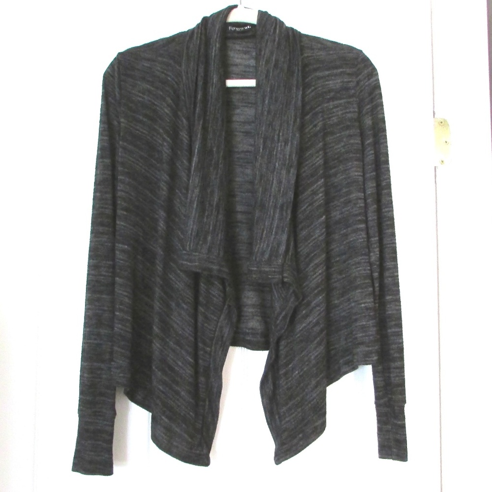 Forever 21 - Black/ Grey Waterfall Cardigan
